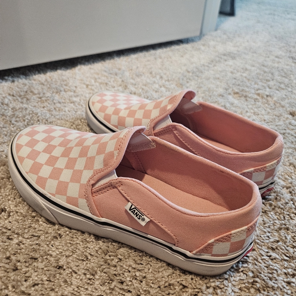 Vans Pink Checkered Slip-On Shoes